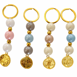 Μαρτυρικό σε μπρελόκ χρυσό με χάντρες γυαλιστερές εξαιρετικής ποιότητας και Κωνσταντινάτο